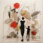 Abstract Woman And Child Art Print