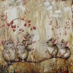 Lindos ratones en una impresión de arte 