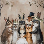 Fiesta de bodas de conejo Lámina artísti