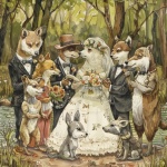 Grupo de varios animales en una boda