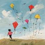 Children Flying Kites Art Print