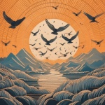 Retro Birds In Flight Art Print