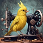 Vintage gele vogel naaikunst