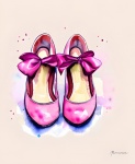 Pink Feminine Shoes With Bows Art