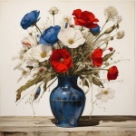 Stampa artistica di vaso di fiori Americ