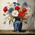 Stampa artistica di vaso di fiori Americ