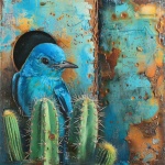 Bird Nesting In Saguaro Cacti Art