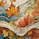 Mixed-Media-Kunst mit Herbstblättern
