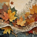 Mixed-Media-Kunst mit Herbstblättern