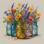 Impresión de arte floral Mason Jar
