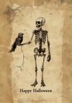 Vintage csontváz Halloween üdvözlés