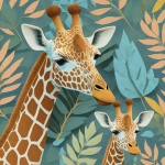 Moeder en baby giraffe kunst