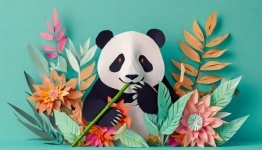 Panda With Bamboo Art Paper
