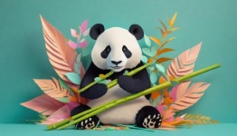 Panda met bamboekunstpapier
