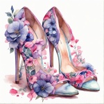 Туфли с розовым и фиолетовым цветком
