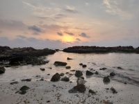 Rocky sunset beach