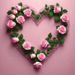 Moldura de coração de flores rosas