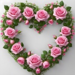 Roses Flowers Heart Frame