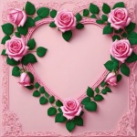 Moldura de coração de flores rosas