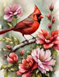 Flores de pássaro cardeal vermelho