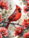 Flores de pássaro cardeal vermelho