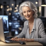 Ältere Frau an einem Computer