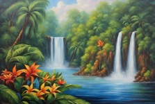 Illustration de cascade tropicale