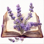 Vintage kniha s fialovými květy