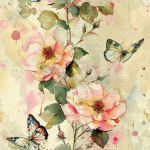 Watercolor Vintage Seamless Roses Art