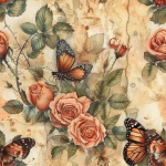 Watercolor Vintage Seamless Roses Art