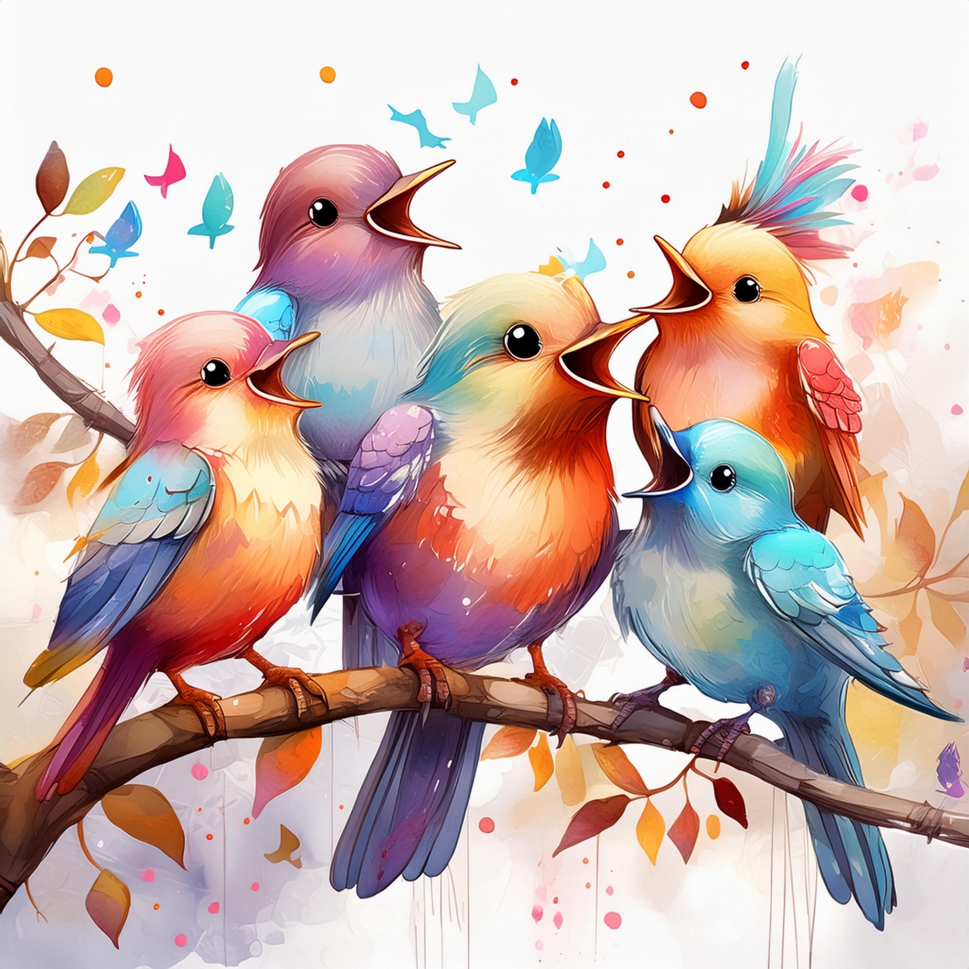 Cute Tweeting Birds Art Print
