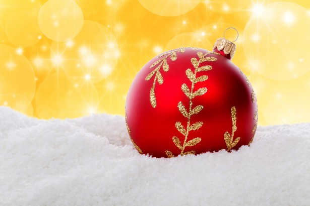 Red Christmas Ball In Snow Free Stock Photo - Public Domain Pictures