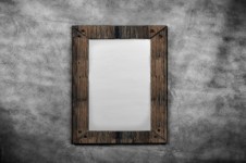 Blank canvas in old wooden frames