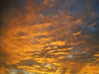 Ljust orange moln vid solnedgången