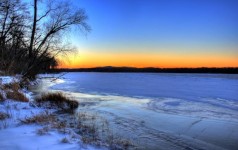 Frozen Wisconsin River In Winter
