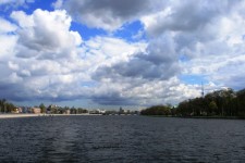 Neva river and heavy clouds