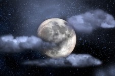 Nachtelijke hemel met de maan en de ster