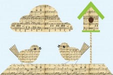 Păsări de hârtie note muzicale