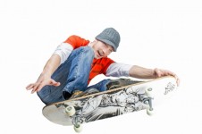 Skateboardista na lyžích