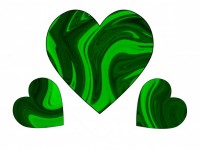Tre gröna Swirl Hearts 1