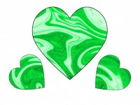 Tři Green Swirl Hearts 2