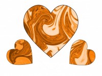 Три оранжевый Swirl Hearts 2