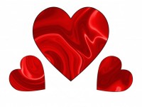 Три Красный Swirl Сердца 1