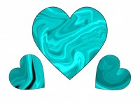 Drie Turquoise Swirl Hearts 1