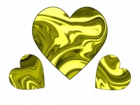 Drei Gelbe Swirl Hearts 1