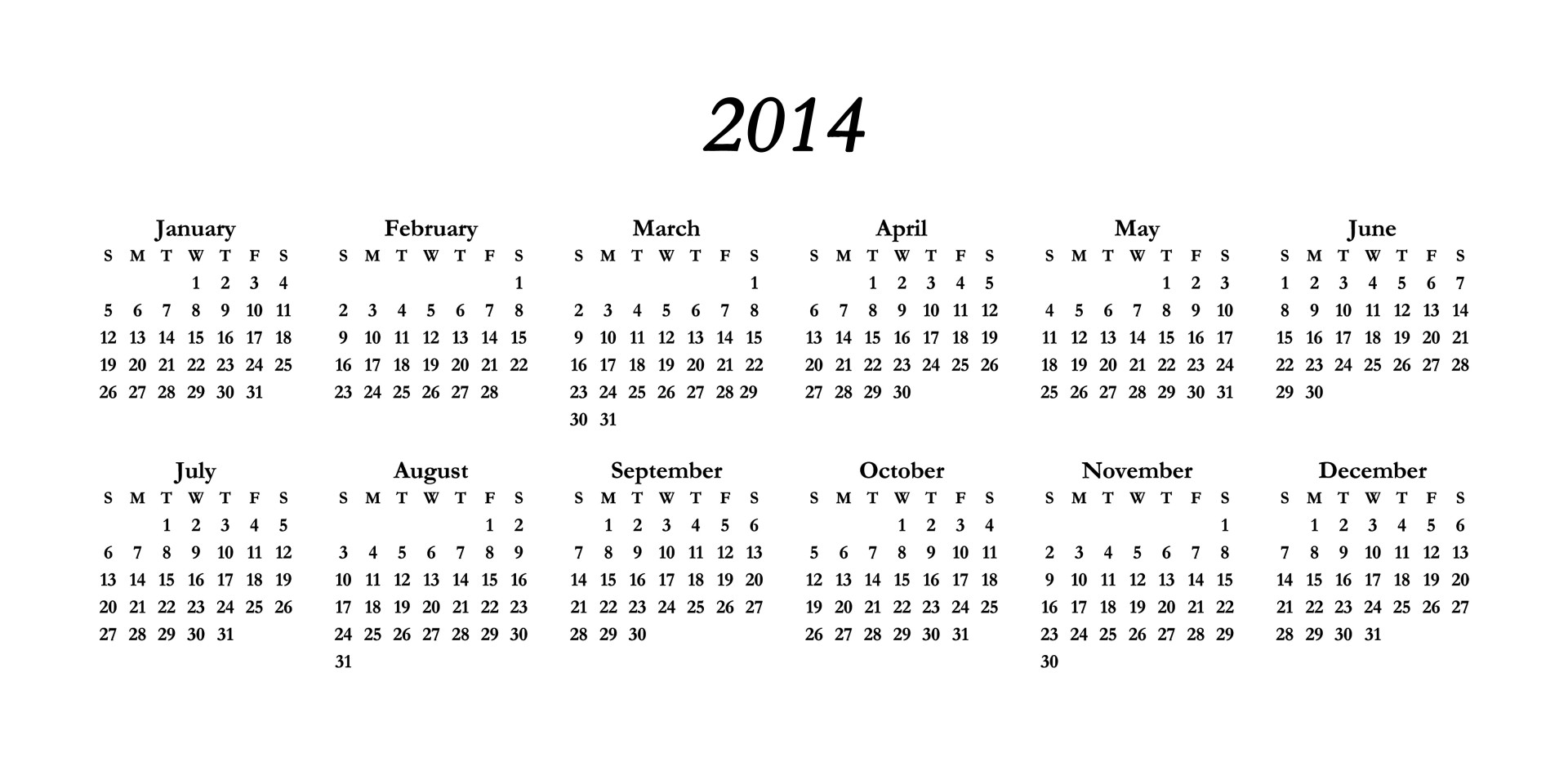 2014 Календарь
