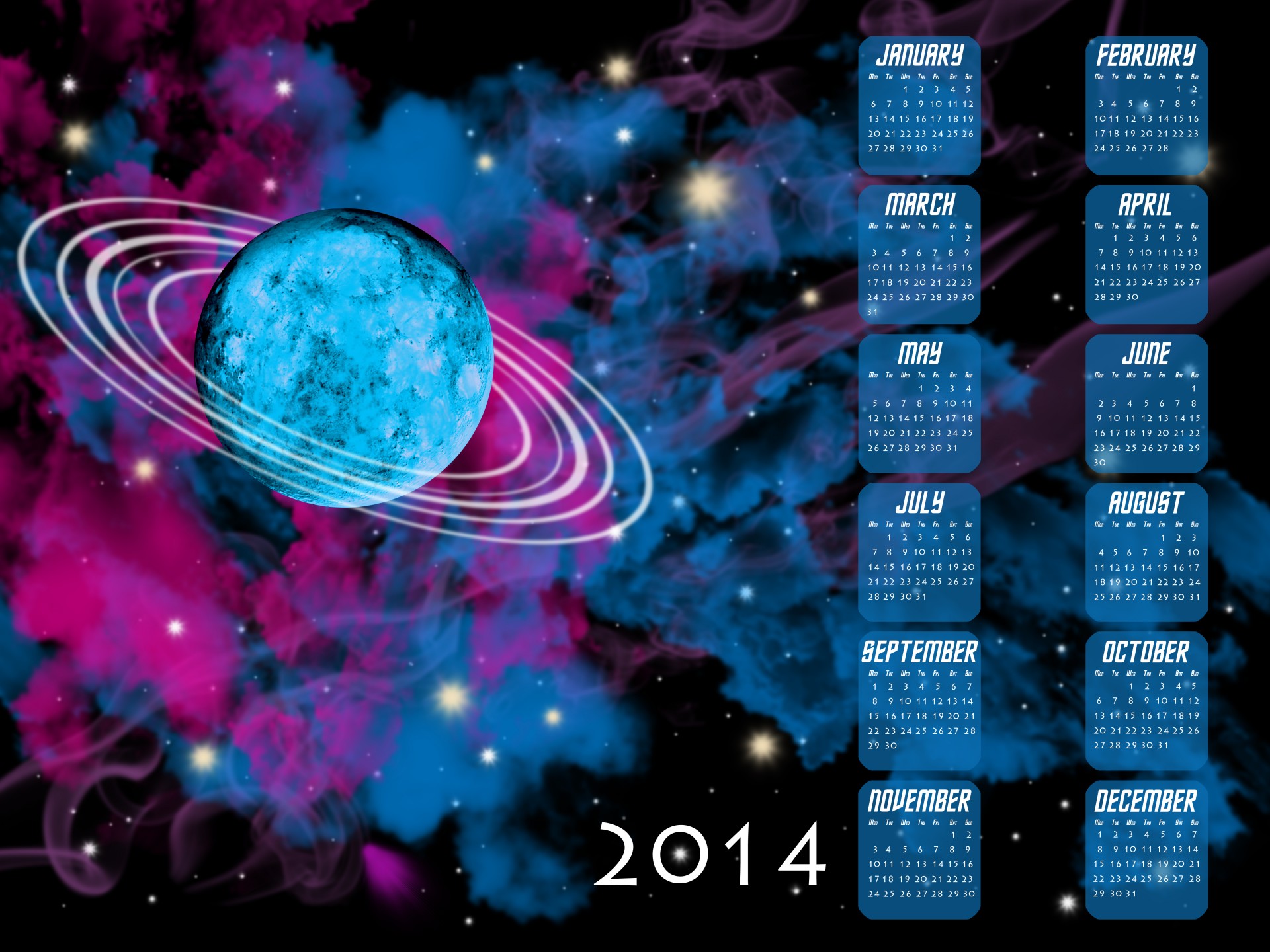 2014 Space Art Calendar Free Stock Photo Public Domain Pictures