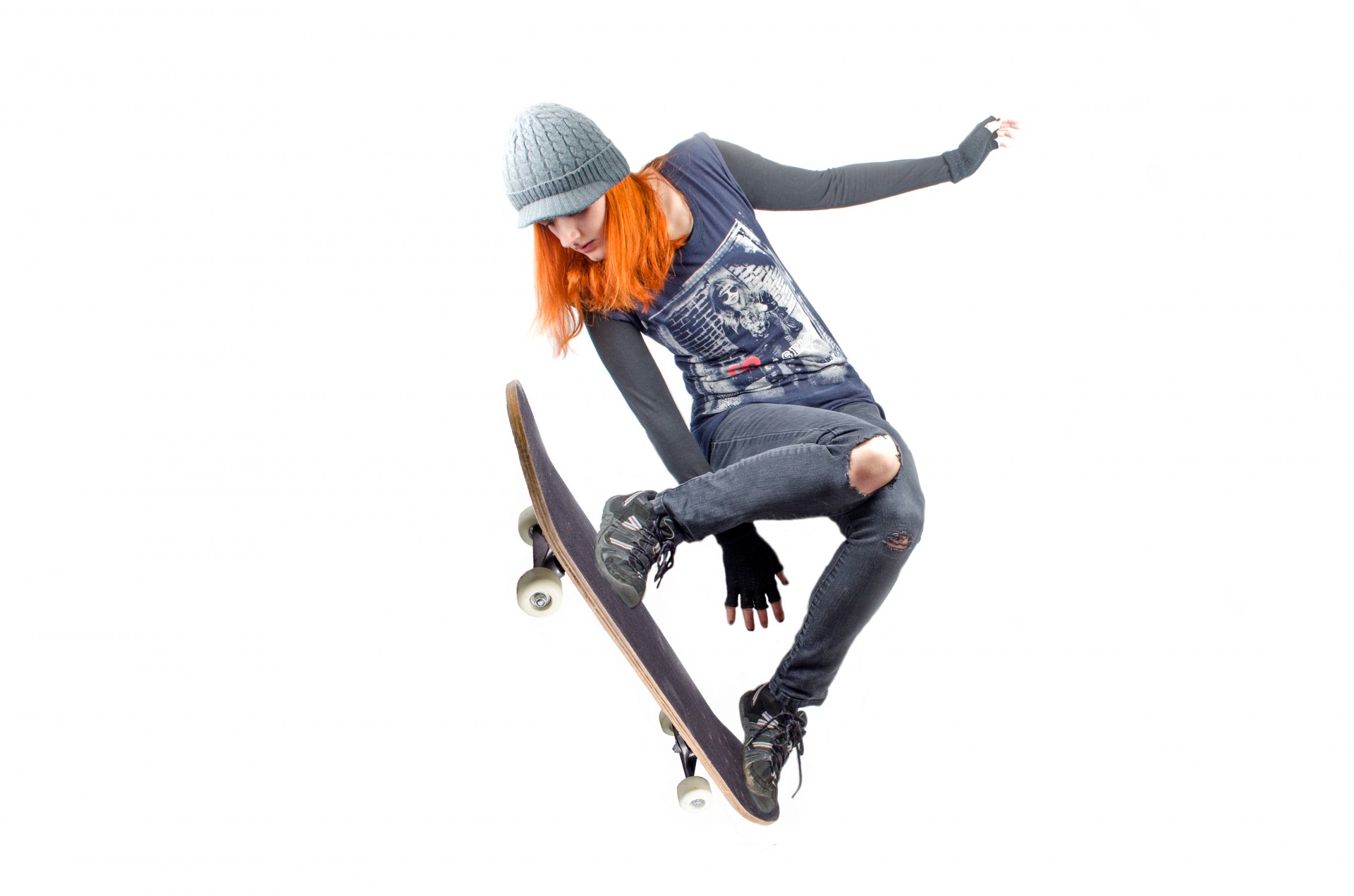 Skateboarder Woman Jumping