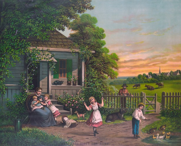 Countryside Family Home Painting Free Stock Photo Public