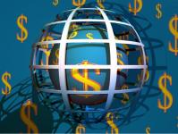 3d abstrakt Dollar Globe